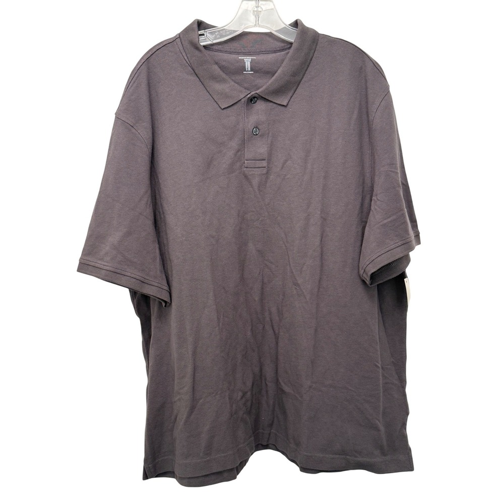 Amazon Essentials Mens XXL Charcoal Grey Cotton Short Sleeve Polo Shirt NEW